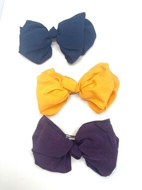 LOT 3 BEAUTIFUL VINTAGE KNOTTED DOUBLE LAYERED LARGE 6” HAIR BOWS ACCESSORIES